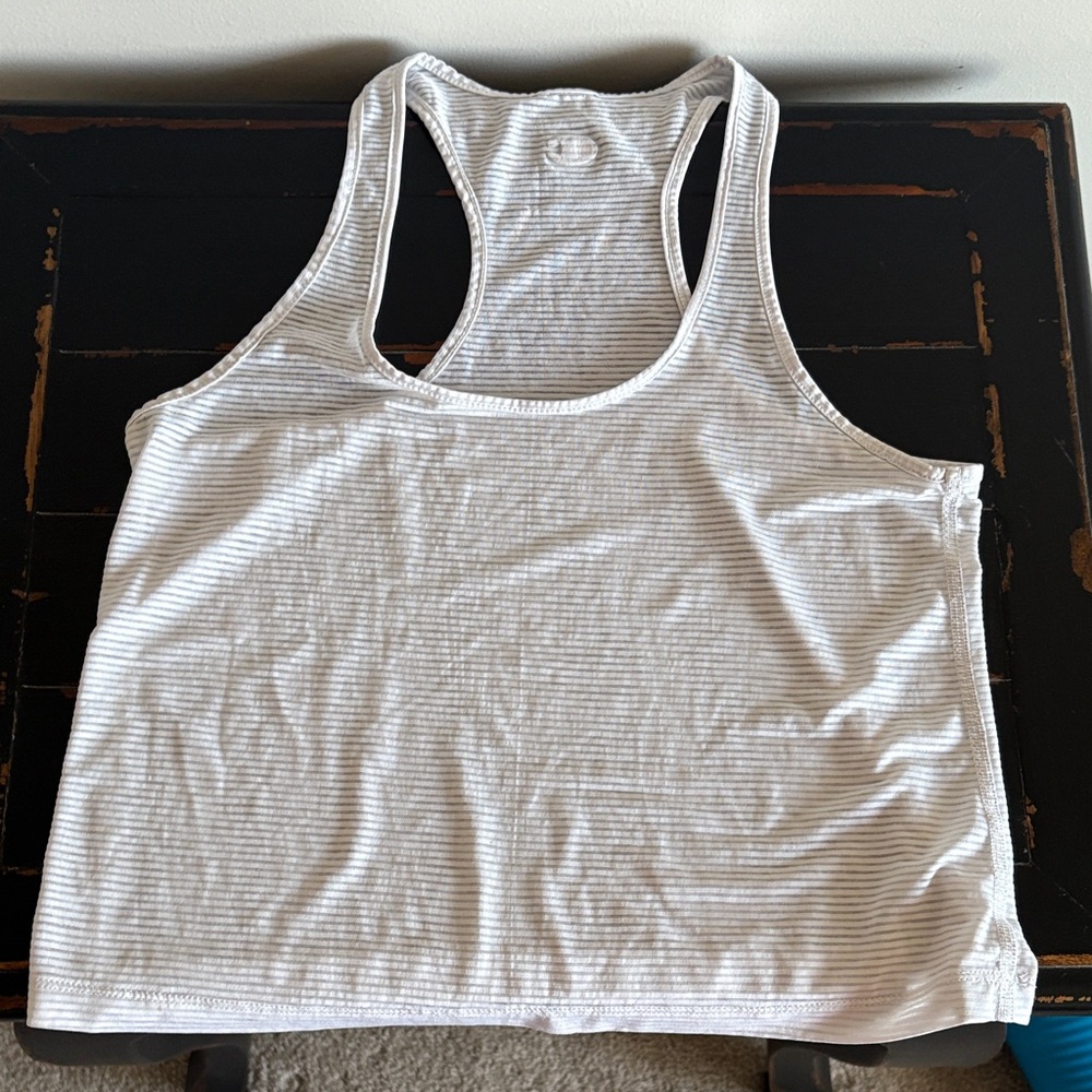 Champion Size XS Women’s White Striped Racerback Lightweight Tank Top